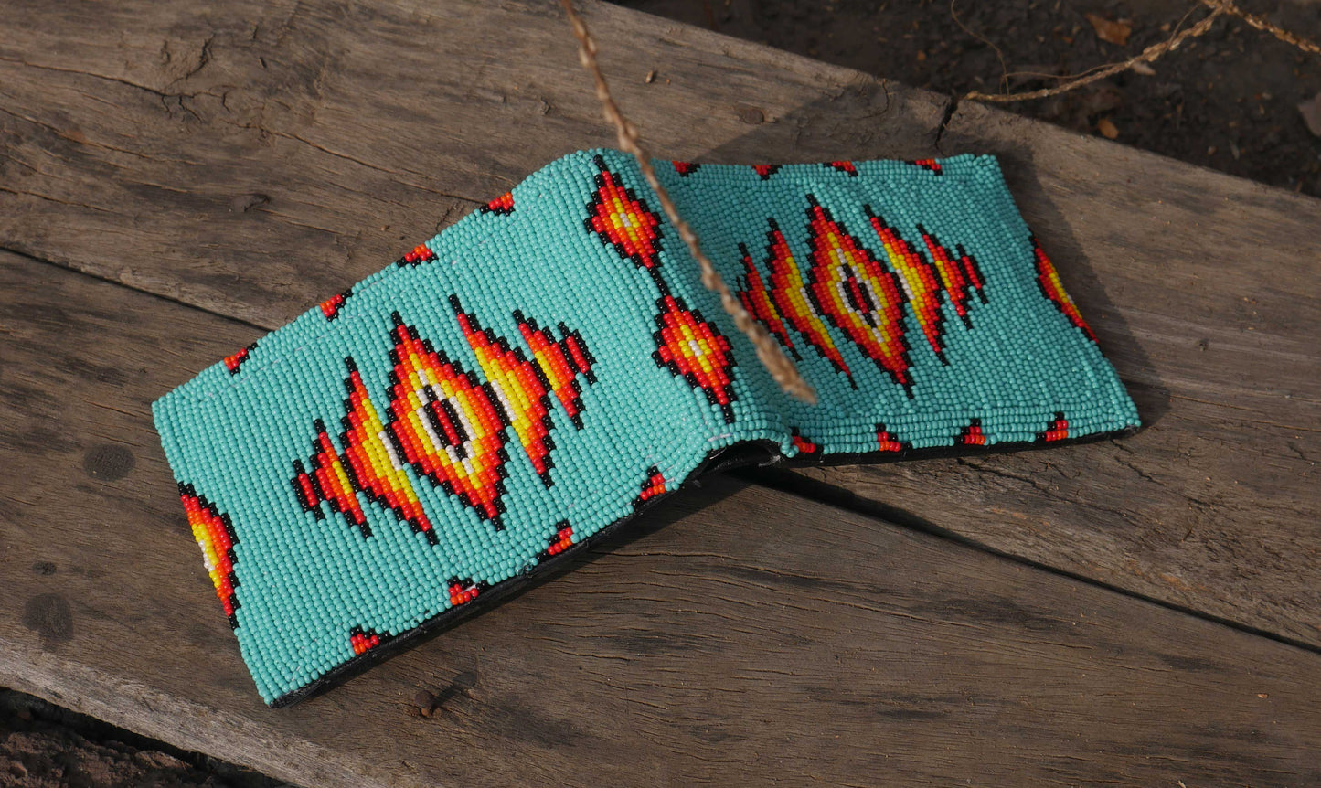Handmade Beaded Wallet with intricate Beadwork Bifold Wallet