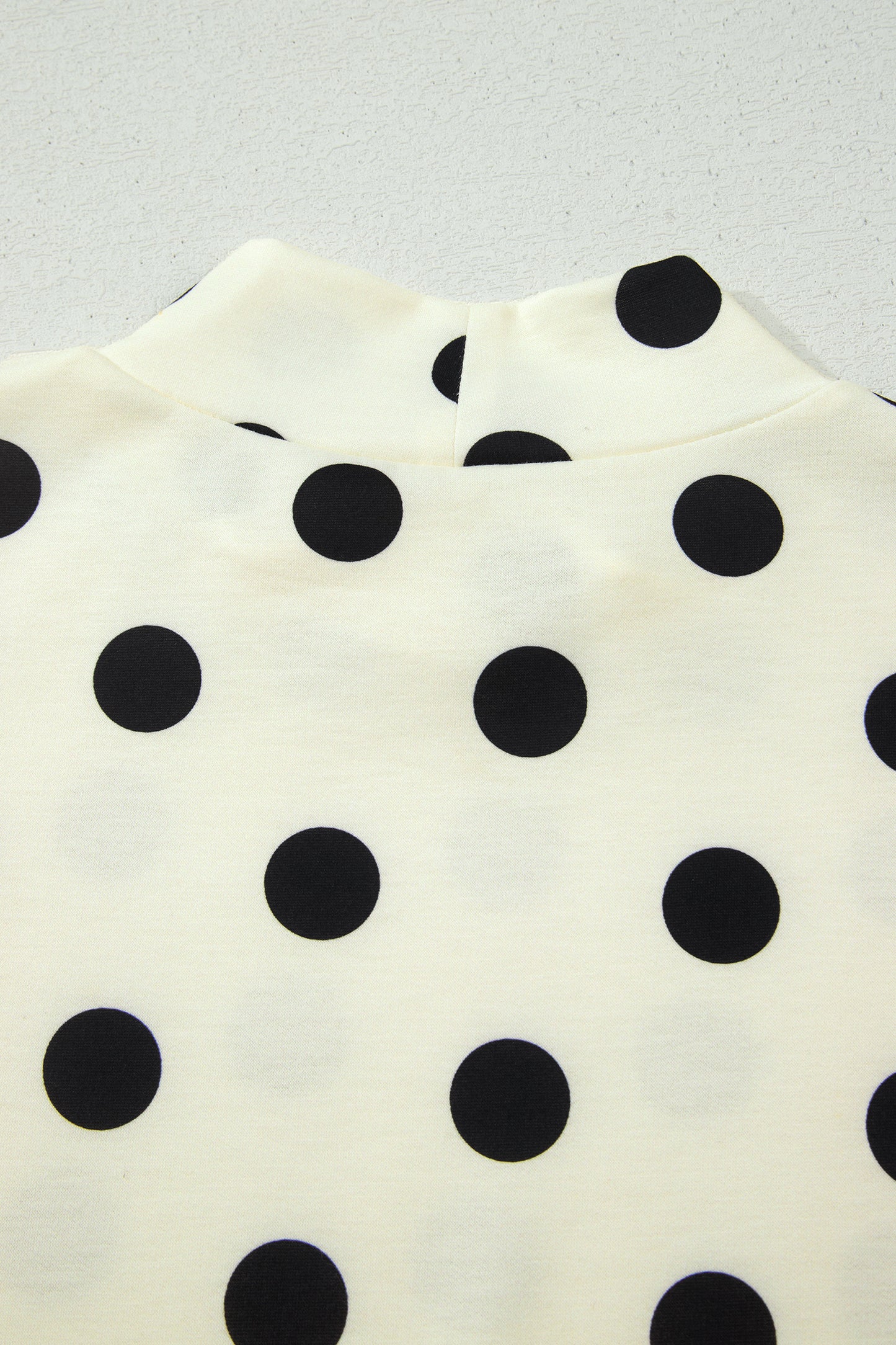 Beige Polka Dot Print High Neck Dolman Top