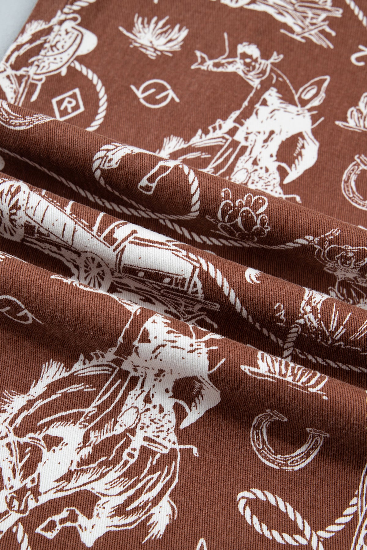 Brown Western Print Casual Shift Jeans