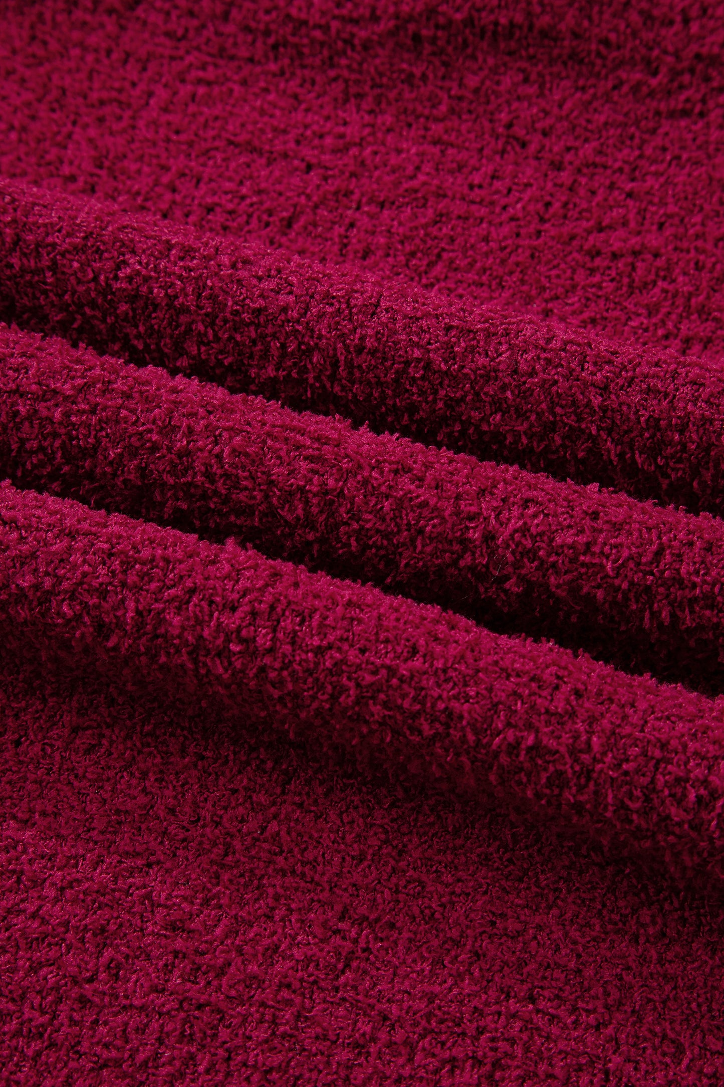 Burgundy Popcorn Mock Neck Solid Sweater