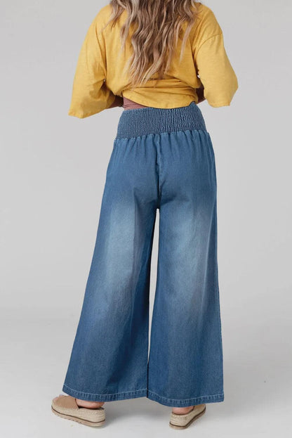 Bottoms/Jeans Ashleigh Blue Smocked Waist Wide Leg Jeans