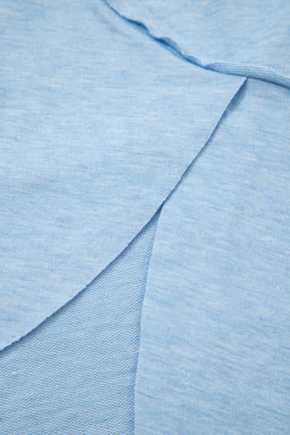 Myosotis Notched Neck Terry Raw Hem Long Sleeve Top