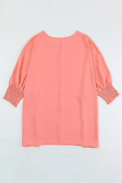 Pink Smocked Wrist Shift Top - Chic Meadow Boutique 