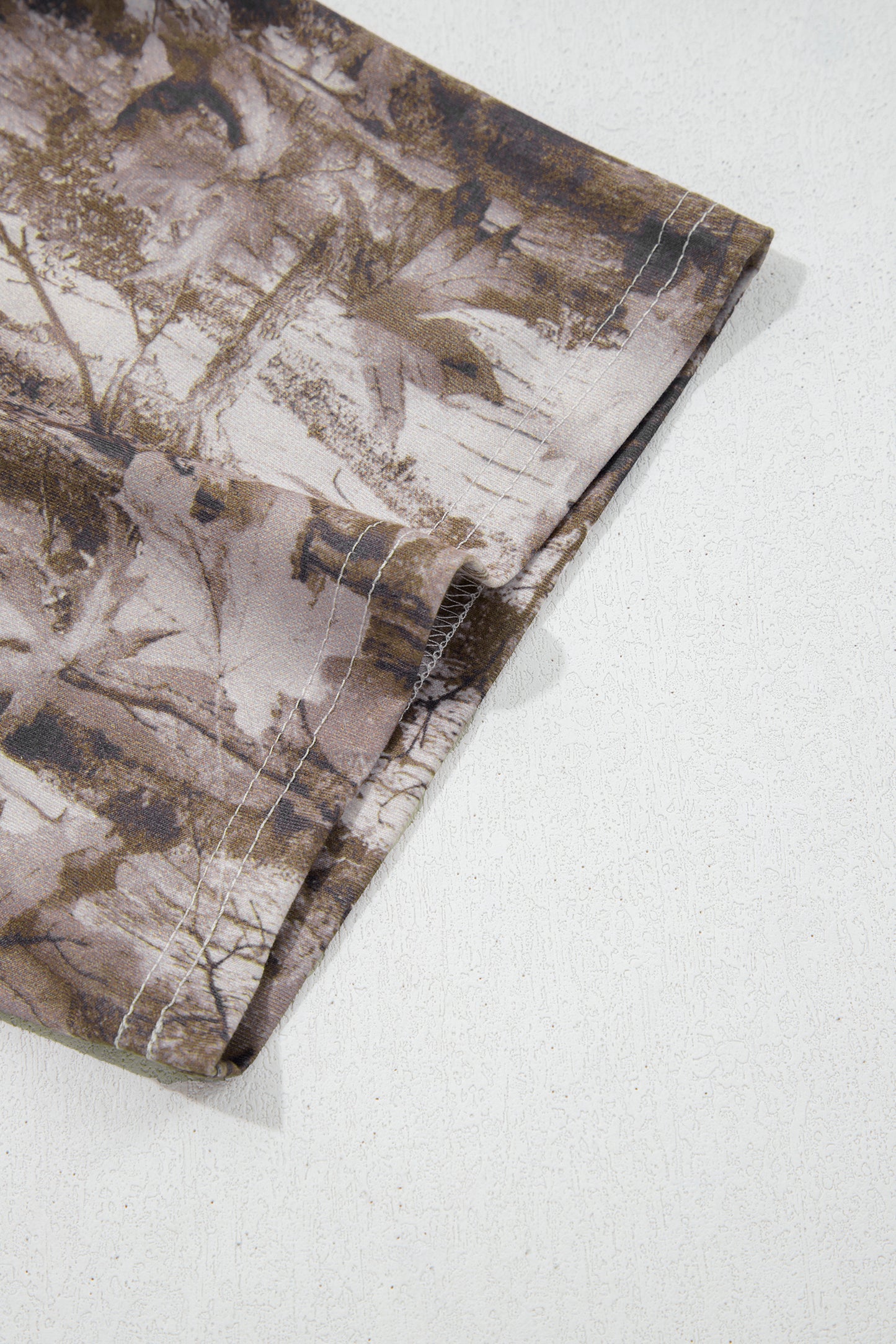 Khaki Plus Size Woodland Camouflage Print T Shirt