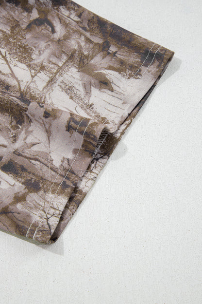Khaki Plus Size Woodland Camouflage Print T Shirt