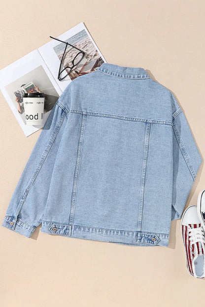 Bluing Sequin Star Flap Pocket Denim Jacket - Chic Meadow Boutique 