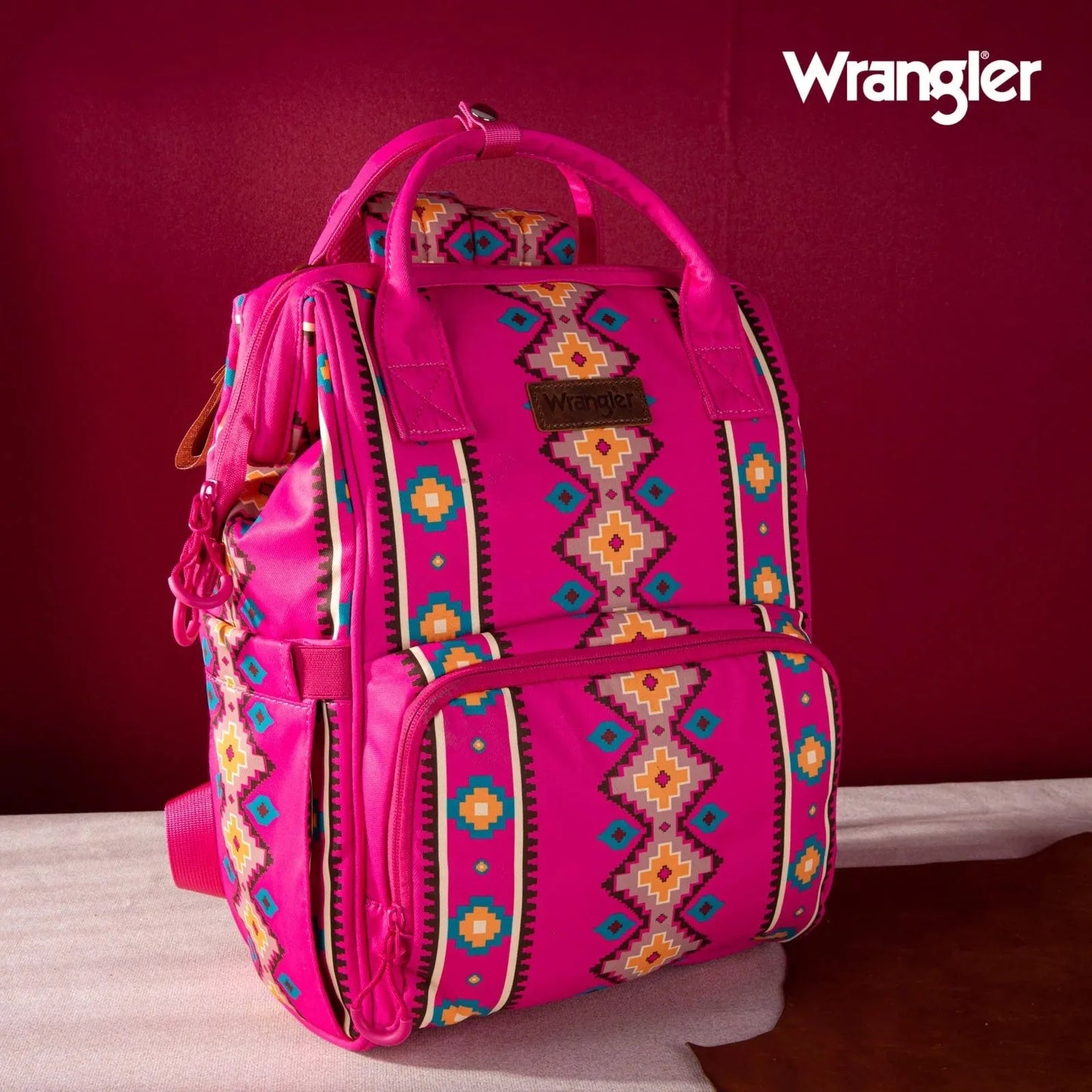 Wrangler Aztec Printed Callie Backpack - Hot Pink - Chic Meadow Boutique 