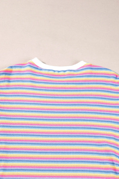 Pink Stripe Crew Neck T Shirt Dress - Chic Meadow Boutique 