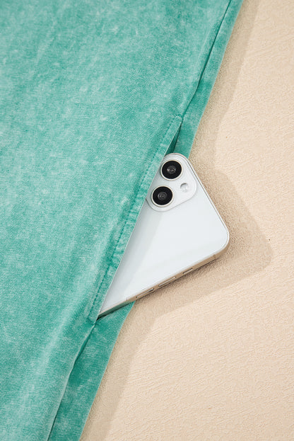 Sea Green Mineral Wash Tank Mini Dress with Pockets