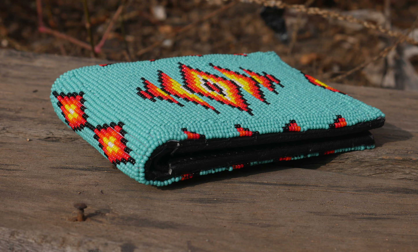 Handmade Beaded Wallet with intricate Beadwork Bifold Wallet
