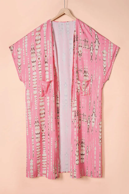 Pink Bohemian Tie Dye Oversize Long Kimono - Chic Meadow Boutique 