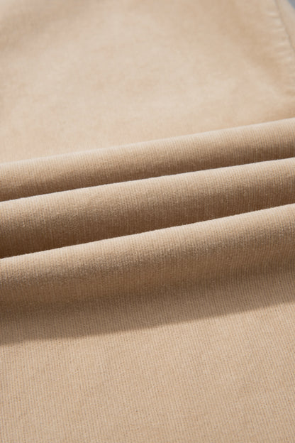 Smoke Gray Corduroy Side Panel Colorblock Straight Leg Pants