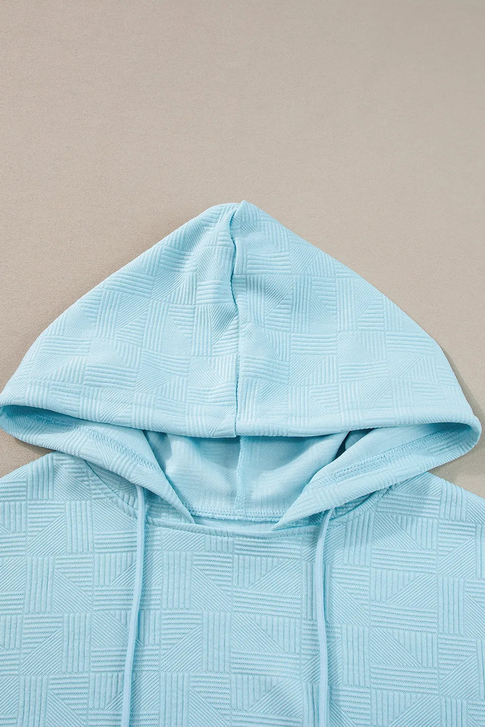 Beau Blue Textured Cropped Hoodie and Shorts Set - Chic Meadow Boutique 