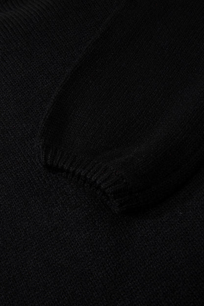 Black Festive Bow Backless Bubble Sleeve Sweater