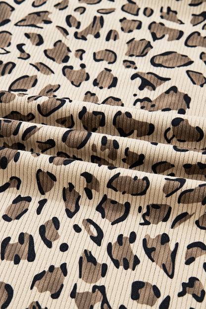Brown Leopard Bib Wide Leg Jumpsuit