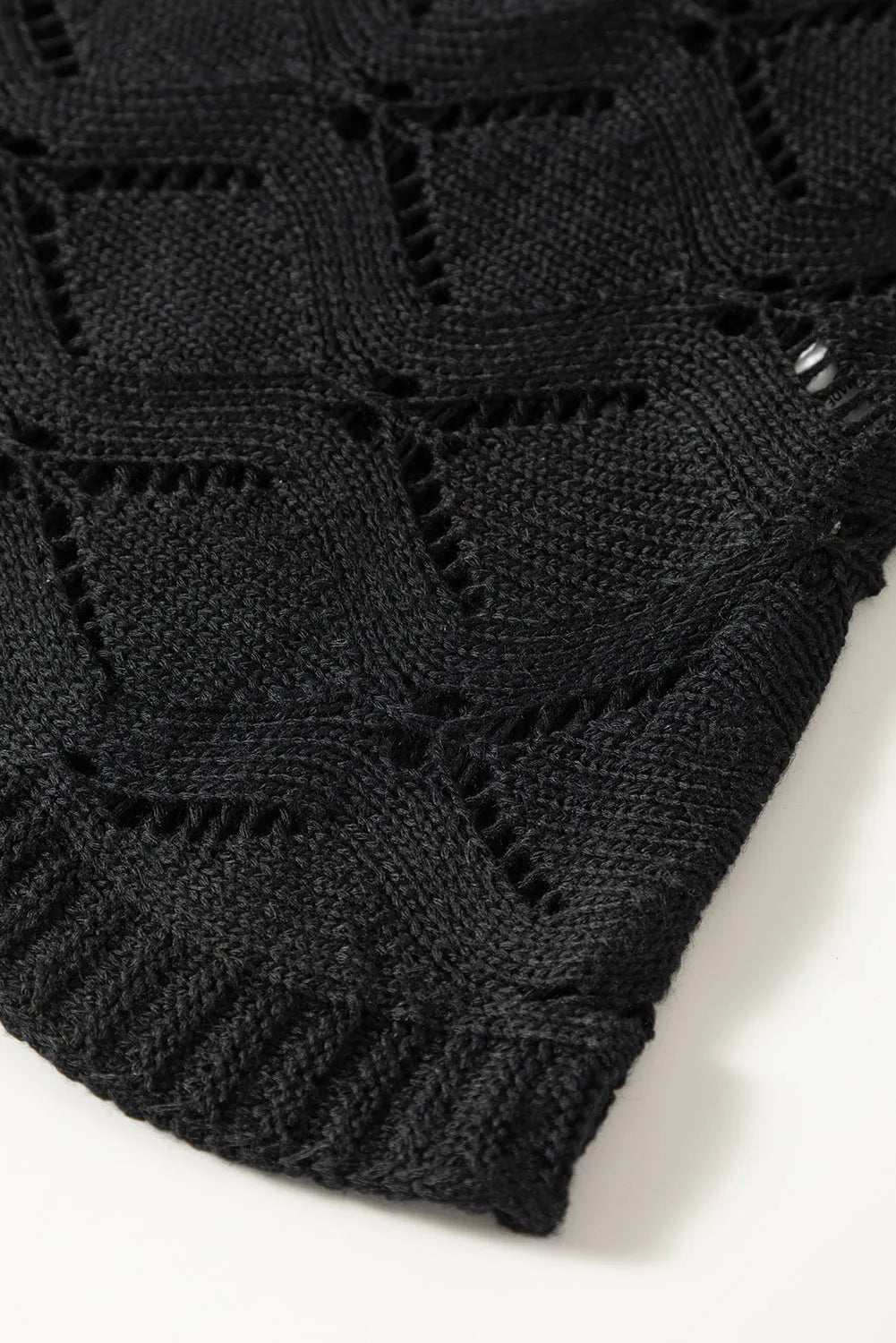 Black Chic Rhombus Knit Dolman Sleeve Sweater - Chic Meadow Boutique 