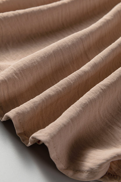 Smoke Gray Deep V Neck Bubble Sleeve Smocked Mini Dress