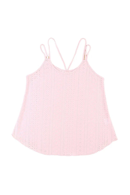 Pink Eyelet Strappy Scoop-Neck Tank Top - Chic Meadow Boutique 