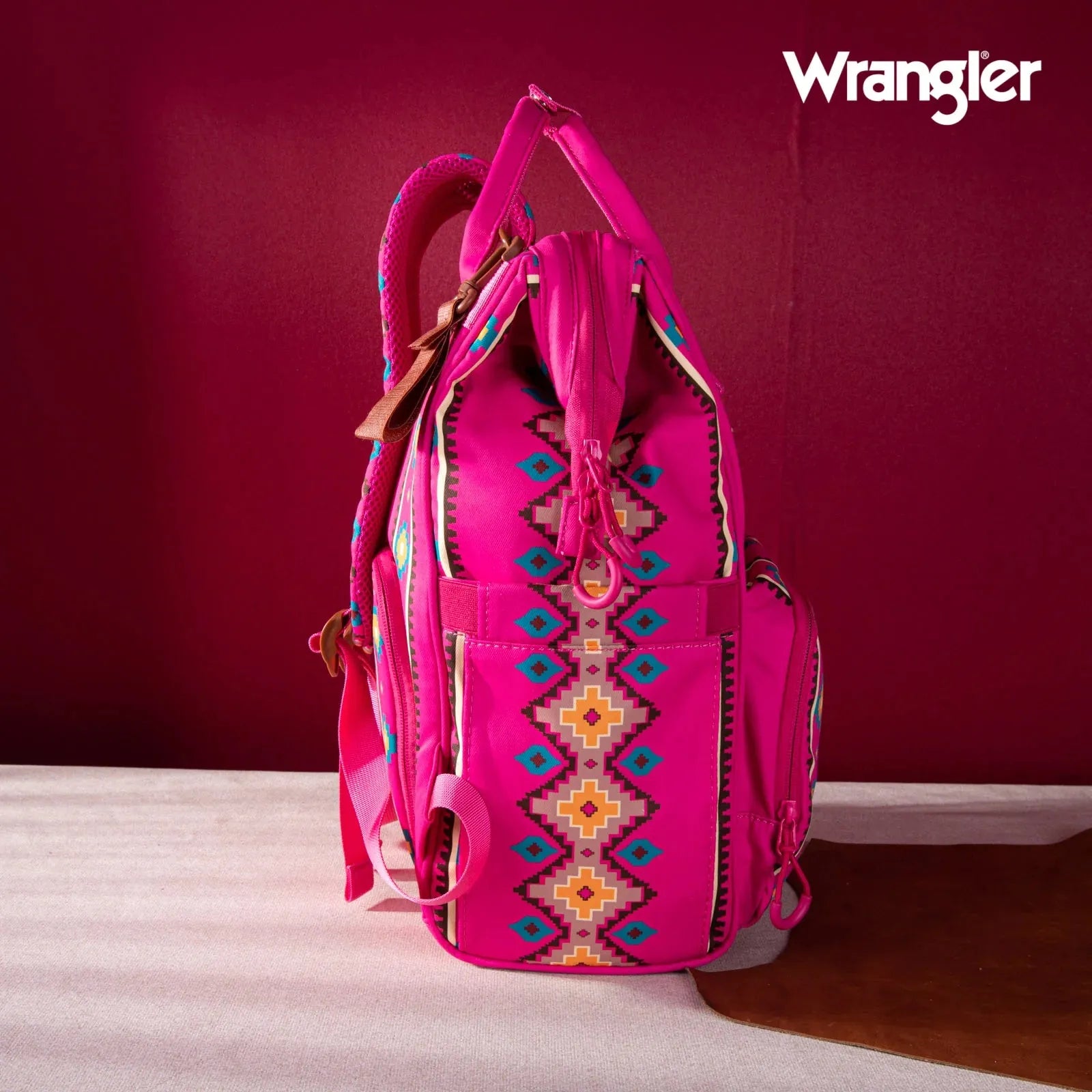 Wrangler Aztec Printed Callie Backpack - Hot Pink - Chic Meadow Boutique 