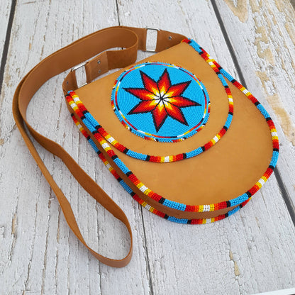 Handmade Beaded Leather Crossbody bag , Shoulder Bag