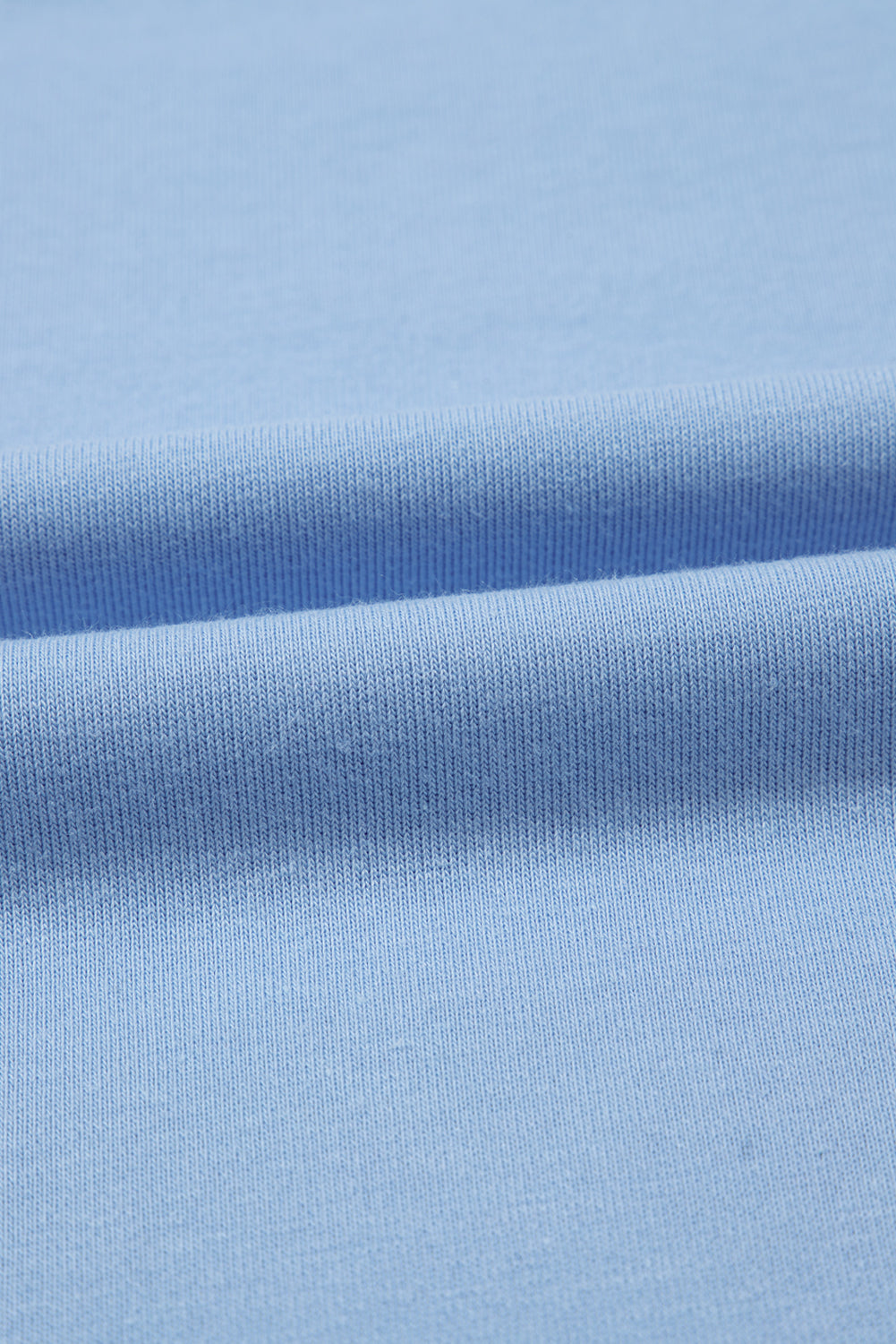 Beau Blue Eyelet Flower Embroidered Puff Short Sleeve Patchwork Crew Neck Blouse