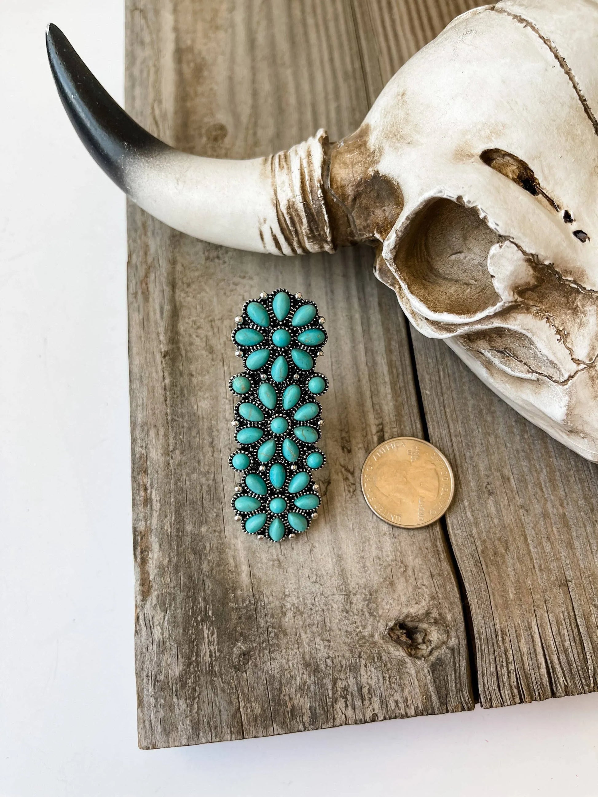 Western Adjustable Cluster Cuff Ring | turquoise or copper - Chic Meadow Boutique 