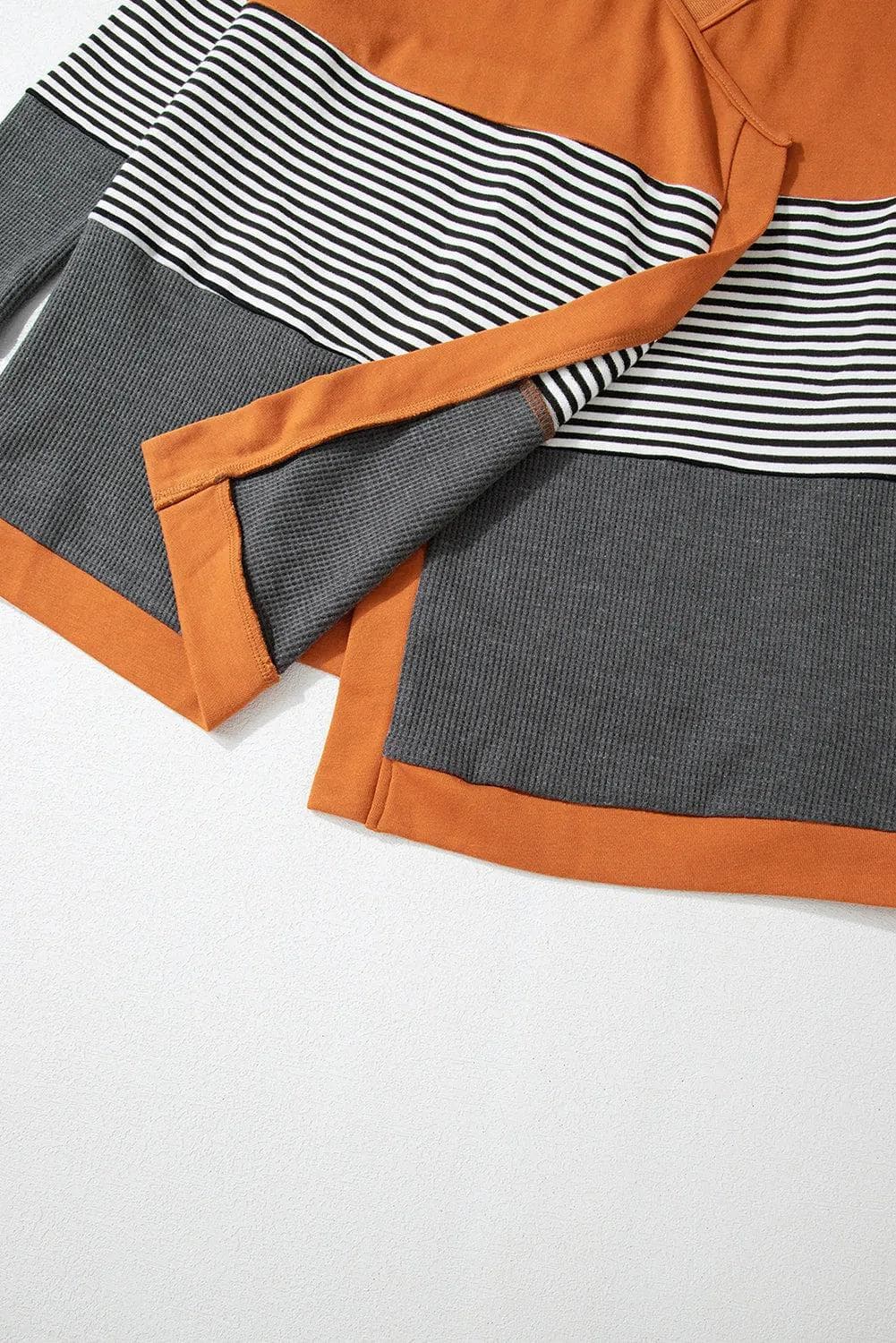 Sweaters & Cardigans/Cardigans Orange Colorblock Striped Patchwork Open Cardigan