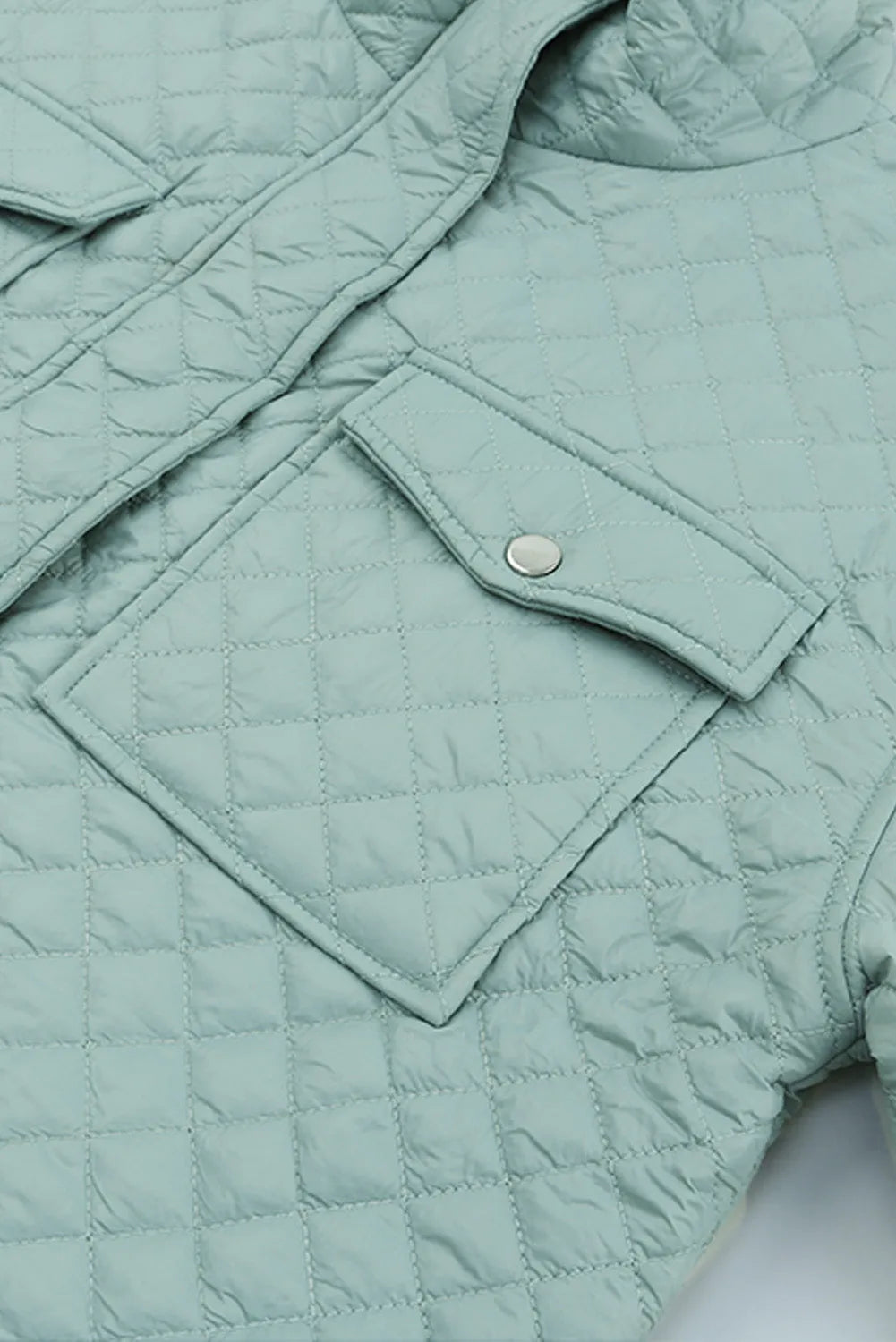 Green Quilted Pocketed Zip-up Cropped Jacket - Chic Meadow Boutique 