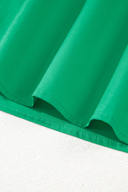 Bright Green Contrast Scallop Trim Layered Short Sleeve V Neck Blouse