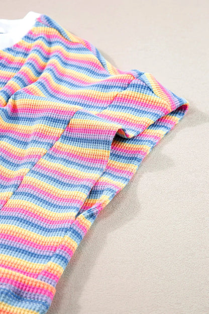 Pink Stripe Crew Neck T Shirt Dress - Chic Meadow Boutique 