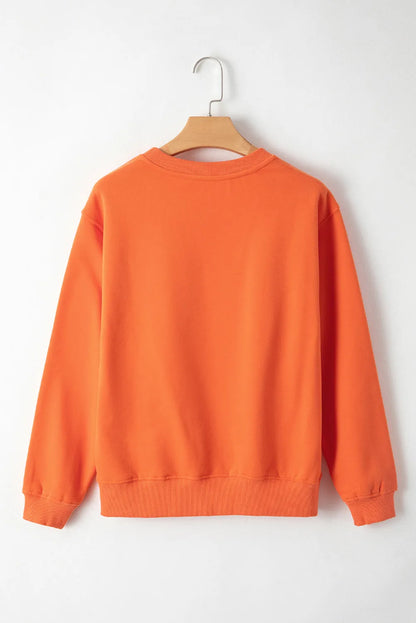 Russet Orange Solid Fleece Lined Drop Shoulder Terry Sweatshirt - Chic Meadow Boutique 