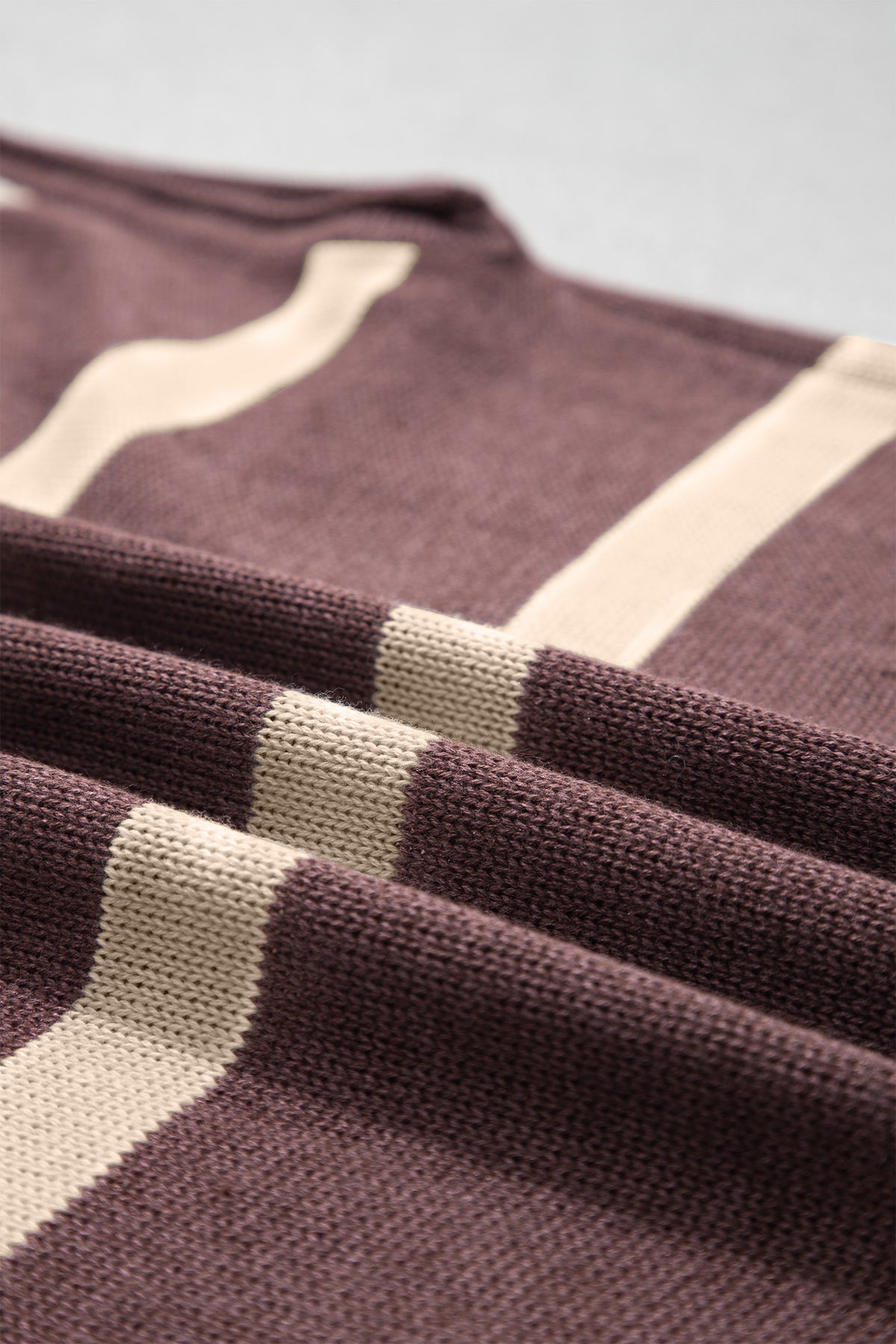 Brown Stripe Knit Western Short Sleeve Sweater