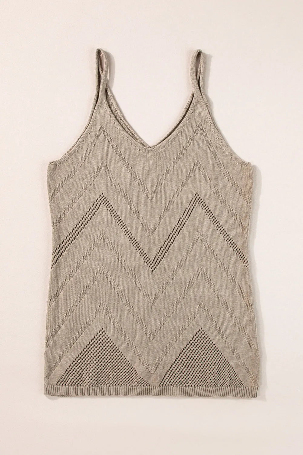 Parchment Chevron Pointelle Knit Spaghetti Straps Sweater Vest - Chic Meadow Boutique 