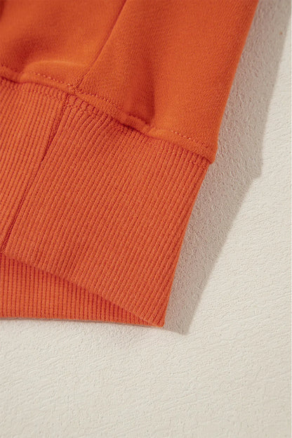 Orange Plain Drop Shoulder Crewneck Pullover Sweatshirt - Chic Meadow Boutique 