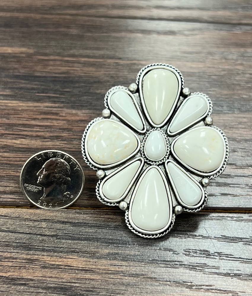 White Turquoise Adjustable Ring