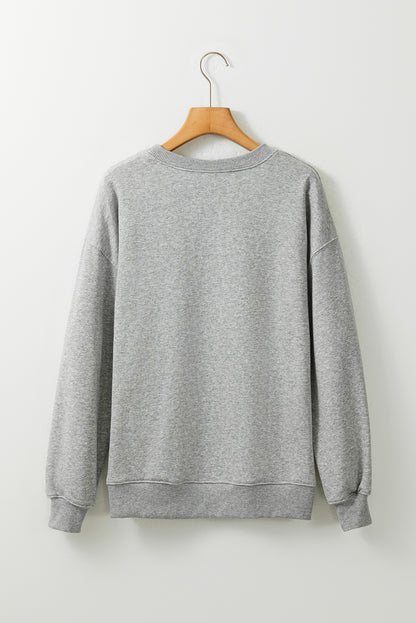 Gray Sequin Baseball Game Day Graphic Casual Sweatshirt