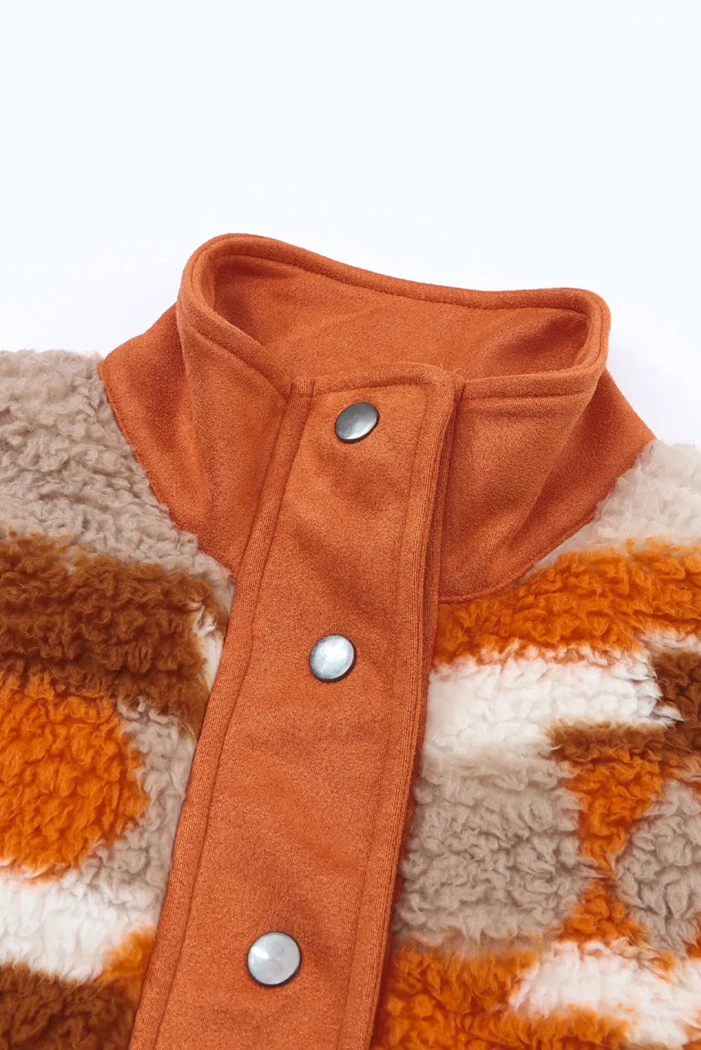 Brown Quilted Patch Pockets Aztec Furry Jacket - Chic Meadow Boutique 