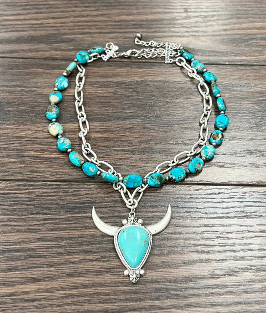 Handmade Longhorn Turquoise Necklace