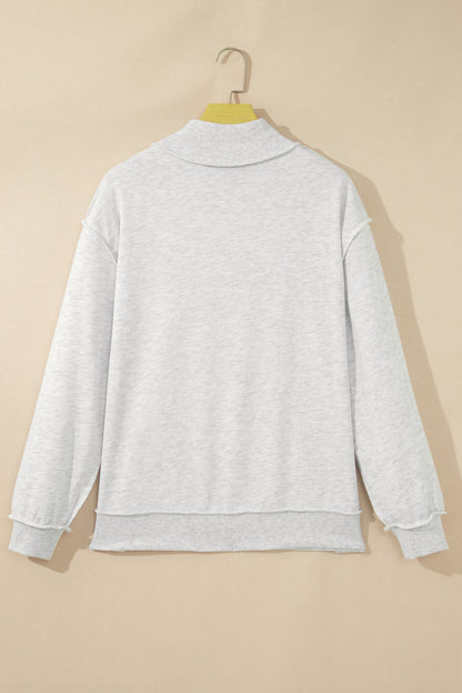 Light Grey High Neck Polka Dot Slogan Printed Baggy Sweatshirt