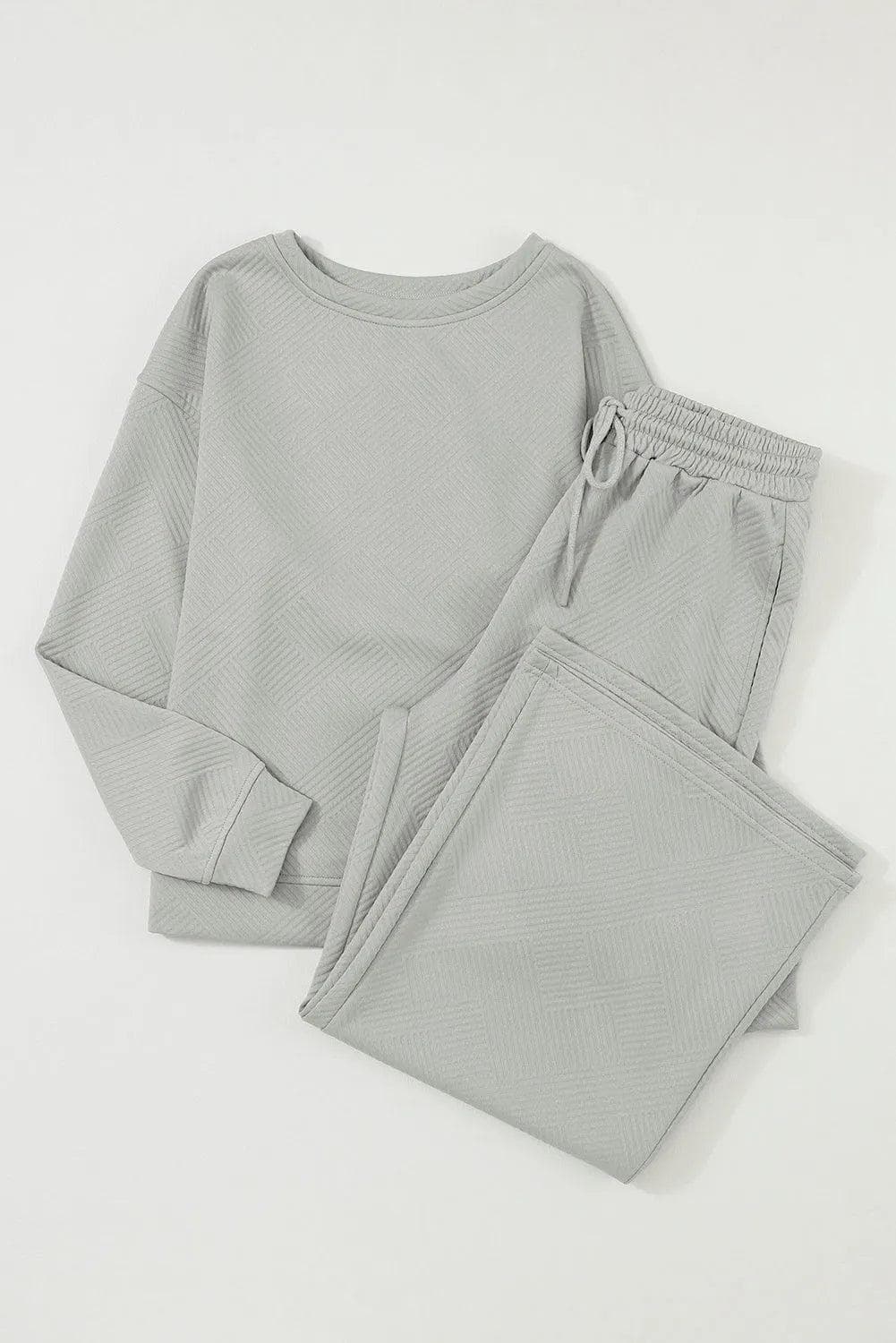 Two Piece Sets/Pant Sets Gray Ultra Loose Textured 2pcs Slouchy Outfit