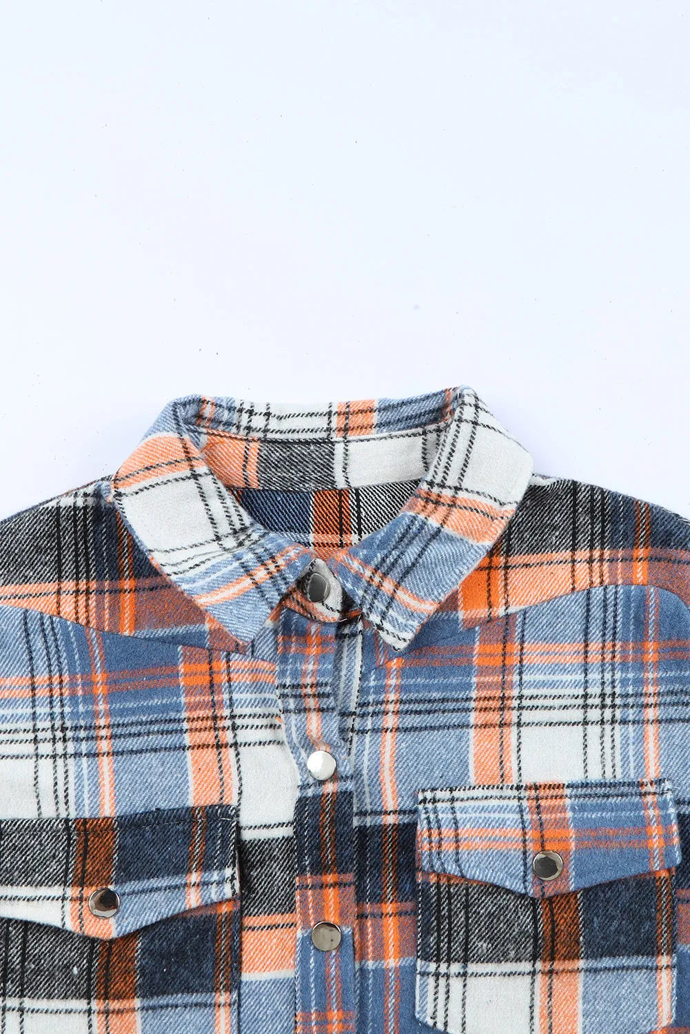 Outerwear/Plaid Shackets Multicolor Plaid Button Down Ruffled Shirt Jacket