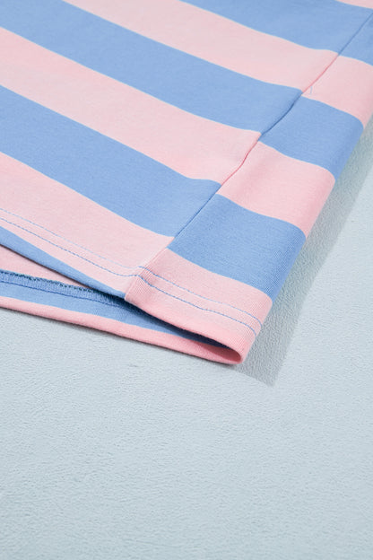 Pink Stripe Dolman Tee Drawstring Skort Athletic 2pcs Set