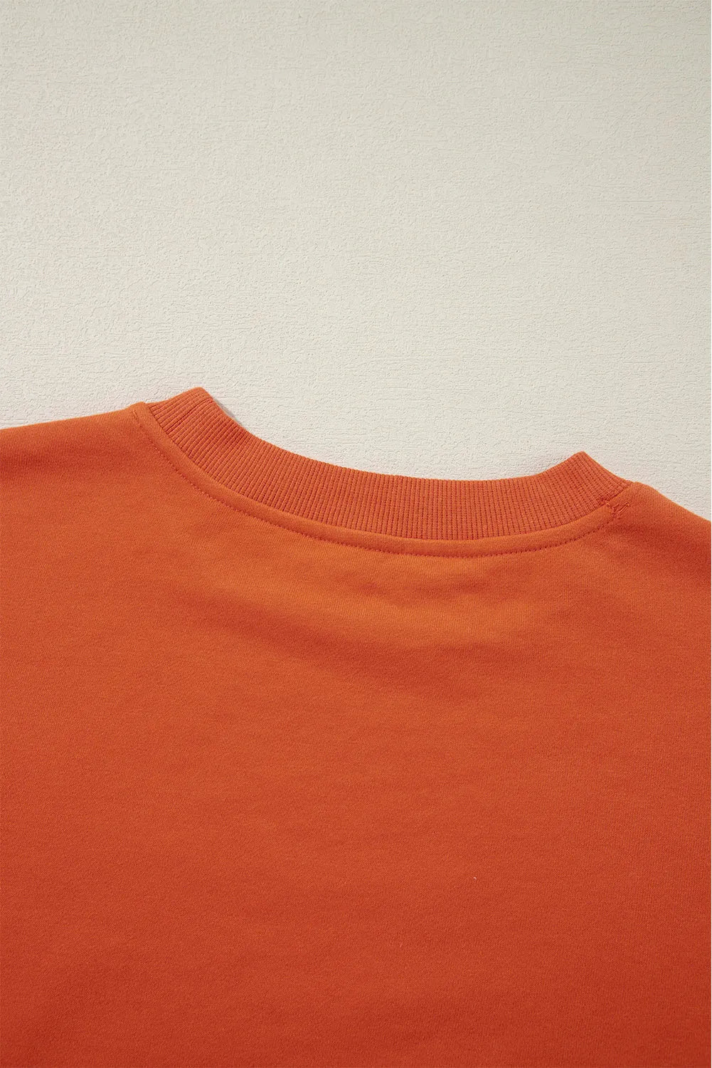 Orange Plain Drop Shoulder Crewneck Pullover Sweatshirt - Chic Meadow Boutique 