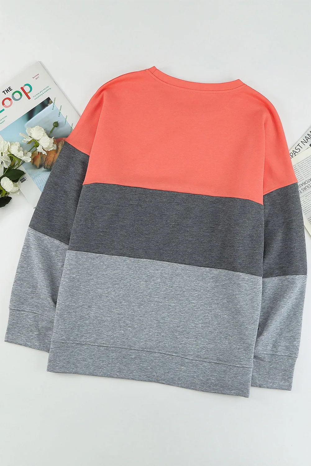 Gray Crew Neck Colorblock Plus Size Sweatshirt - Chic Meadow Boutique 