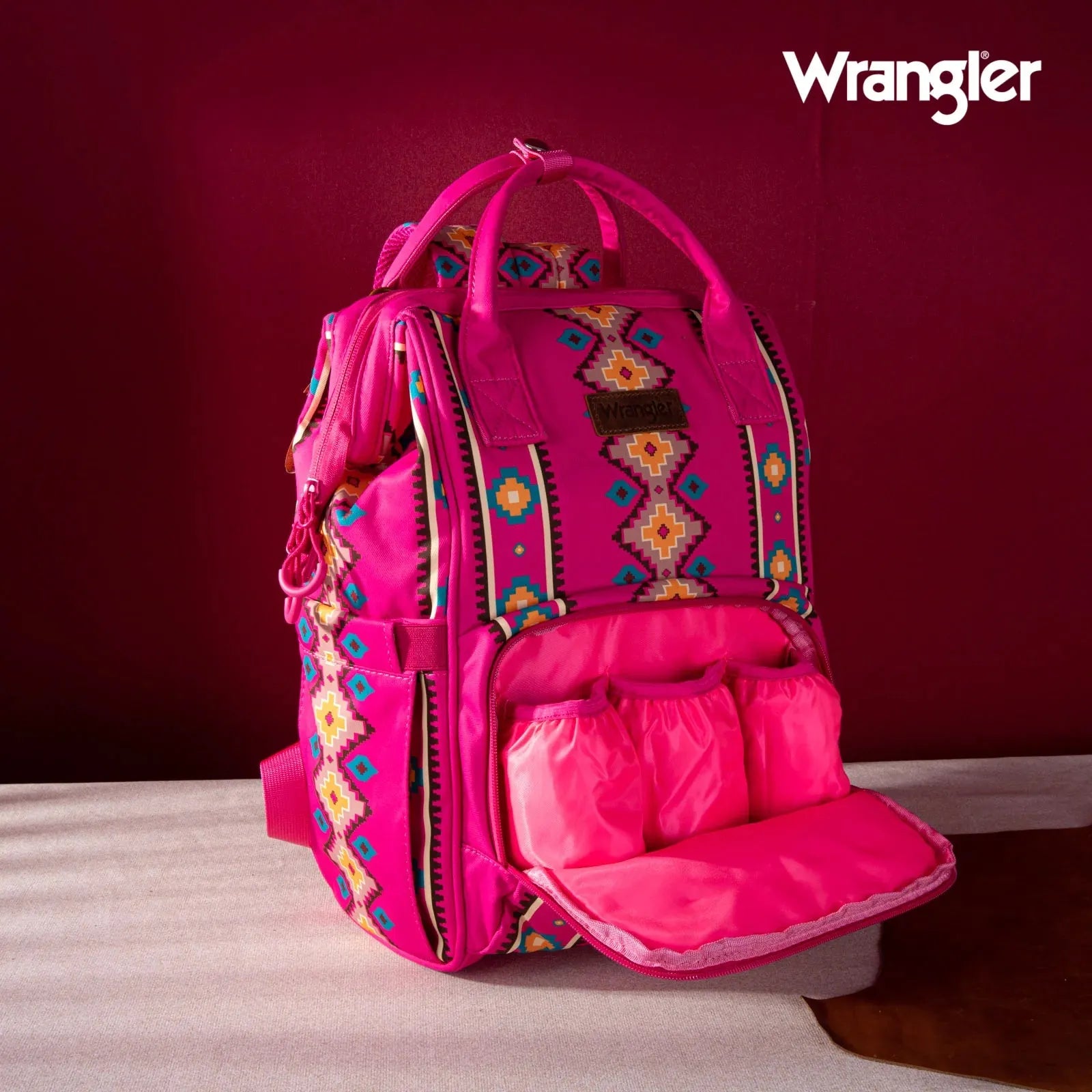 Wrangler Aztec Printed Callie Backpack - Hot Pink - Chic Meadow Boutique 