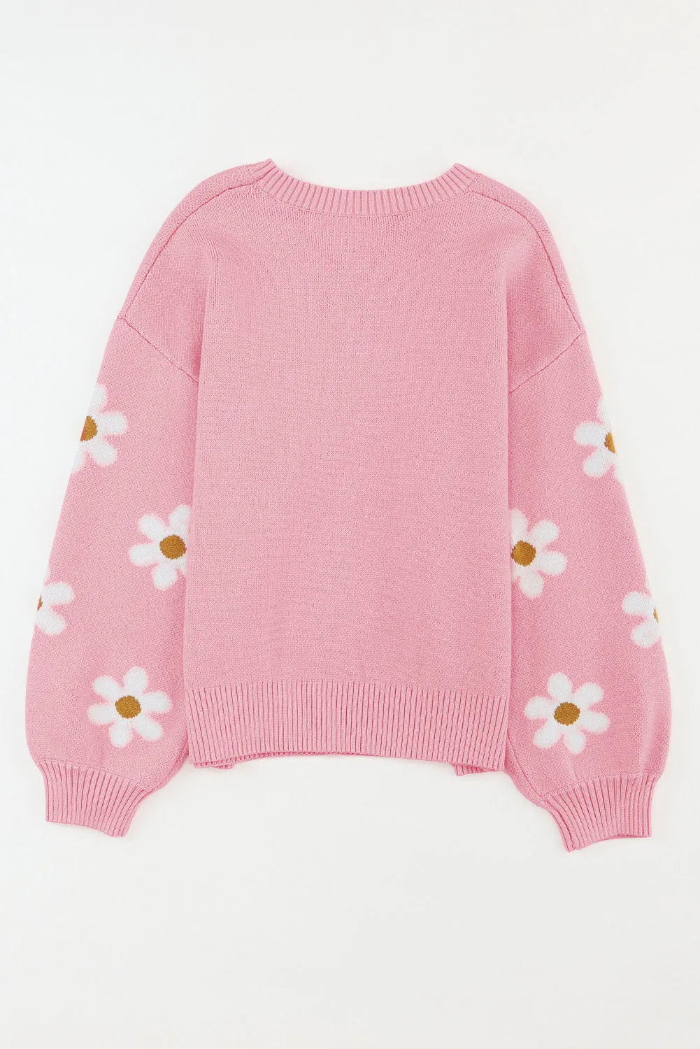 Tops/Sweaters & Cardigans Pink Floral Pattern Drop Shoulder Sweater