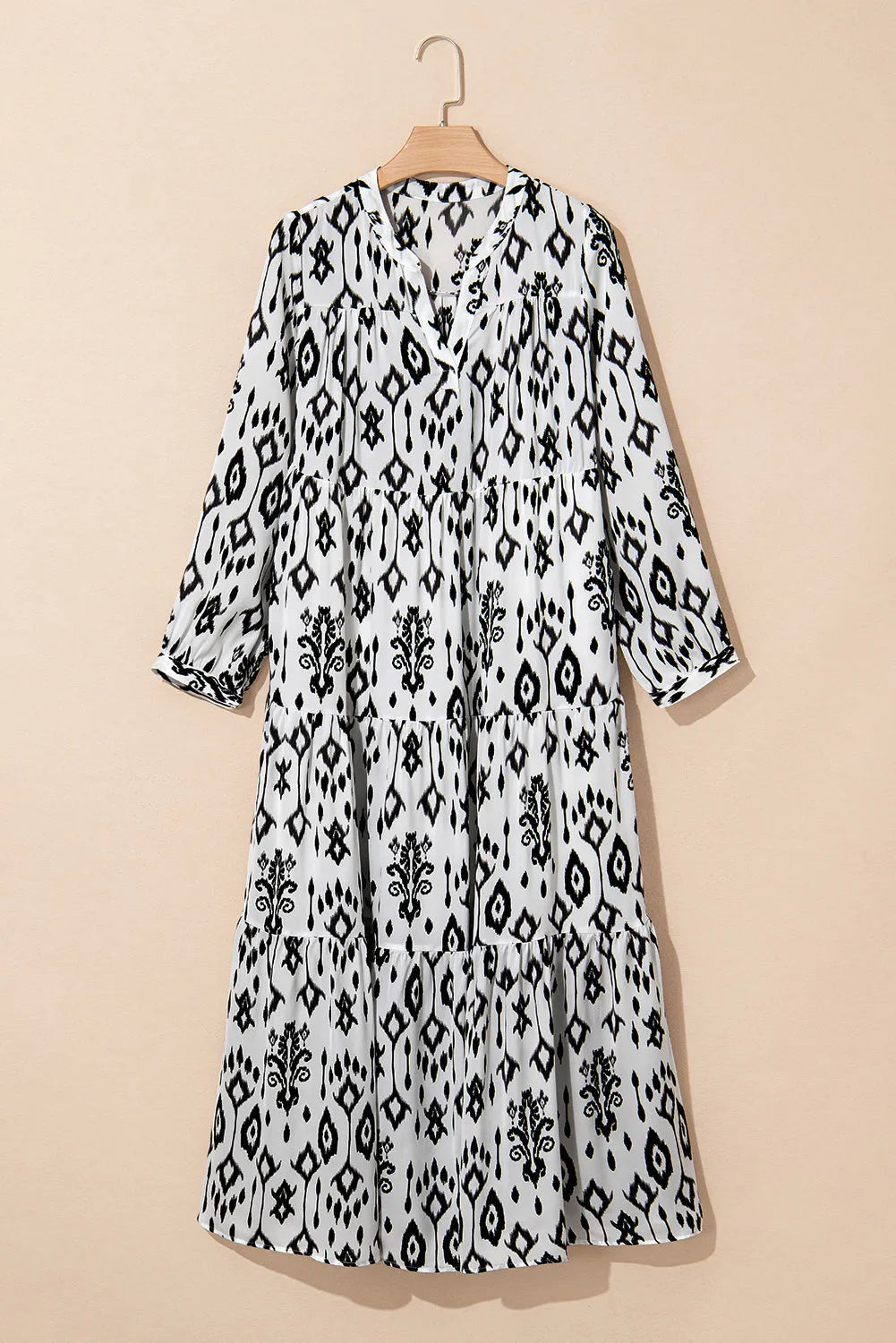 Black Western Abstract Geometric Printed Maxi Dress - Chic Meadow Boutique 