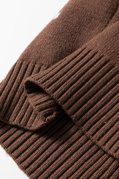 Chestnut Elegant Polka Dot Bubble Short Sleeve Sweater