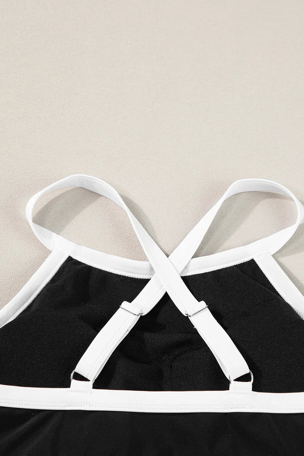 Black Contrast Trim Crisscross Back High Waisted Bikini - Chic Meadow Boutique 