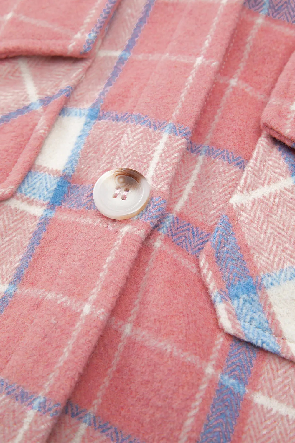 Pink Plaid Flap Pocket Button Up Shacket - Chic Meadow Boutique 